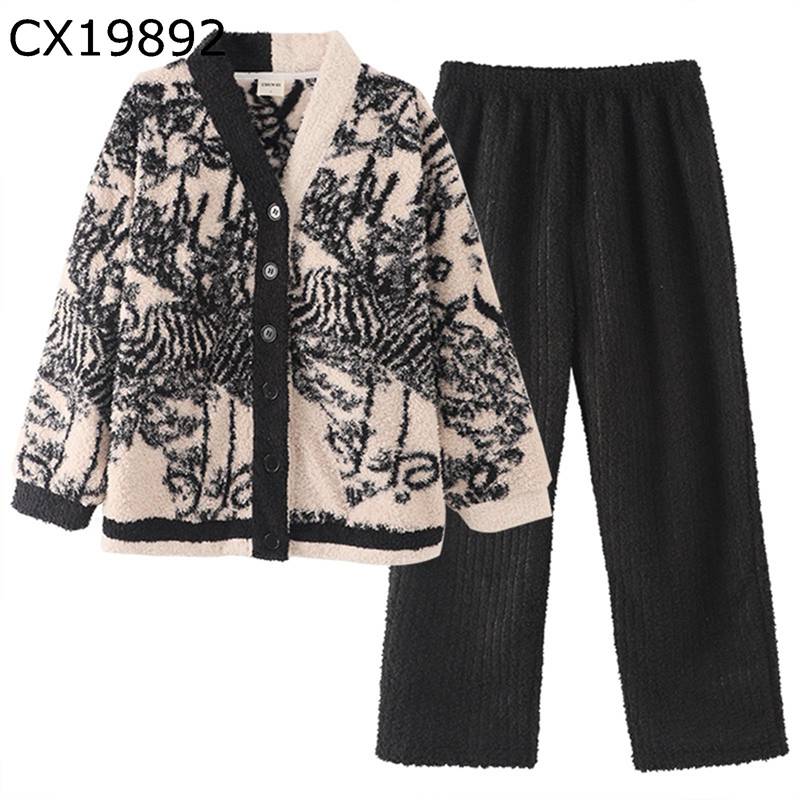 楽天parte1レディース パジャマ もこもこ ふわふわ 前開き 上下セット ロングパンツ ゆったり 大きい 部屋着 ナイトウェア 寝巻き 昼寝着 防寒 柔らか あたたかい 肌に優しい 快適 春秋冬 勉強 昼休み アウトドア