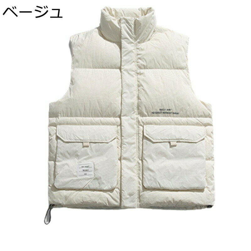 ダウンベスト シンプル ハイネック ポケット付き ノースリーブ メンズ 防寒ベスト インナーベスト チョッキ 秋服 冬 袖なしコート 無袖ジャケット アウトドア カジュアル 軽量 厚手 暖房
