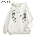 クールゴス パーカー レディース メンズ ジャケット ゴシックパンク サブカル スカルプリント ヒップホップ おしゃれ 大きいサイズ ジップアップパーカー カジュアル 春 秋 冬 ジップアップ コート トレーナーフード付き
