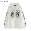 パーカー メンズ ジップアップパーカー レディース サブカルプリント トレーナー スウェット プルオーバー 春秋冬服 ゆったり フード付き おしゃれ トップス パンク系 クールゴス 大きいサイズ ロックストリート S-3XL