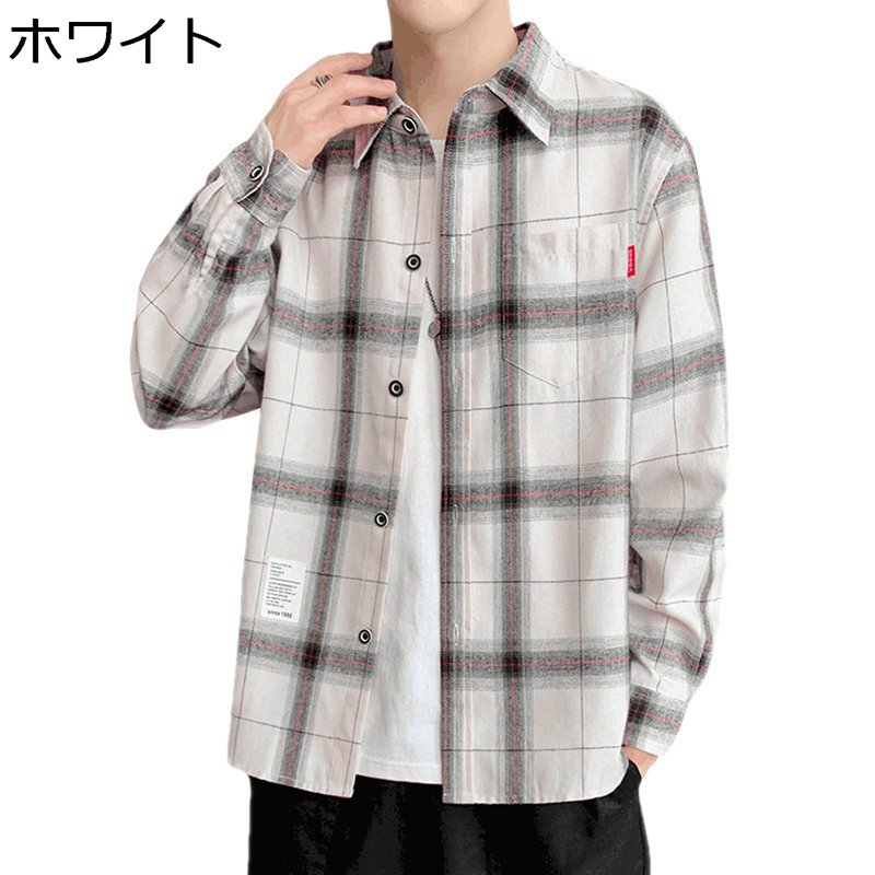 チェックシャツ カジュアルシャツ メンズ ジャケット 大きいサイズ 長袖 開襟 ワークシャツ 韓国風 おしゃれ レトロ ストリート ゆったり 速乾吸汗 通気 上着 日常 通学 旅行 スポーツ