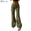 カーゴパンツ レディース 作業パンツ ワイドパンツ ローウェスト オーバーサイズ 綿混紡 ウエストゴム ずぼん アンクルパンツ ロング丈 リラックス 薄手 お出掛け アウトドア ヒップホップ ストリート 春秋