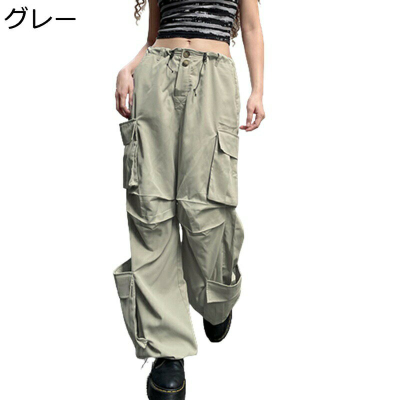 カーゴパンツ ワイドカーゴパンツ レディース 袴パンツ ボトムス ロング丈 大きい ルーズワイド ウエス..