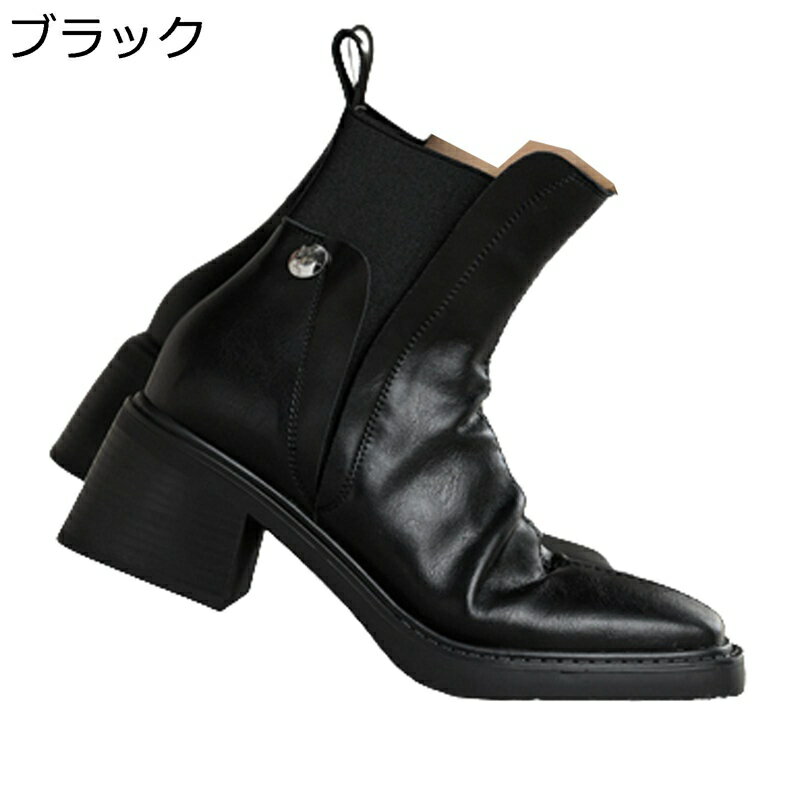 ショートブーツ ブーティ レディースブーツ 粗いかかと チェルシーブーツ ストレッチブーツ ハーフブーツ 秋靴 冬靴 柔らか 通気性 カジュアル おしゃれ ファッション 履きやすい 走れる