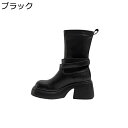 ショートブーツ 厚底 ハイカット エンジニアブーツ 秋冬 くしゅくしゅ 足細く見え 軽量 レディース 大人 美脚 ストラップ 防滑 ソフト フィット 韓国 チャッキーヒール カジュアル アウトドア 旅行