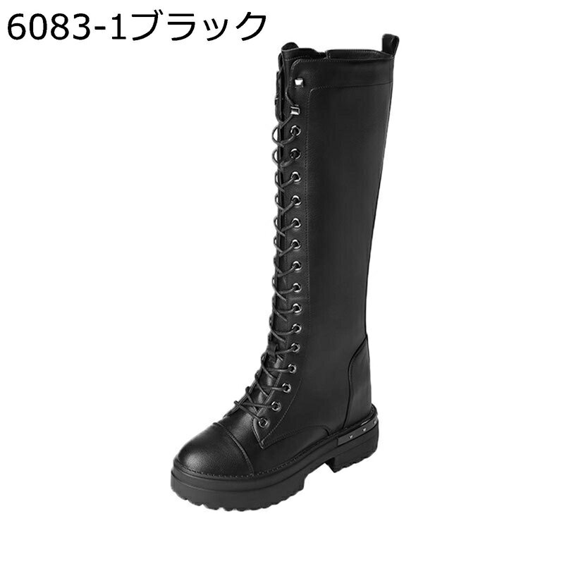 ジョッキーブーツ レディース 編み上げ 袴ブーツ 厚底 ロングブーツ 膝高 長靴 皮革 足細 コンフォート 落ちにくい おしゃれ 韓国 アメカジ 秋冬 ソフト 防滑 サイドジップ イベント カジュアル