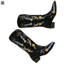 ウェスタンブーツ ロングブーツ レディース 大きいサイズ 刺繍 花柄 エスニック 太ヒール ミドルヒール ポインテッドトゥ 秋冬 滑り止め 耐摩耗 歩きやすい 細見え オシャレ お洒落 会社用