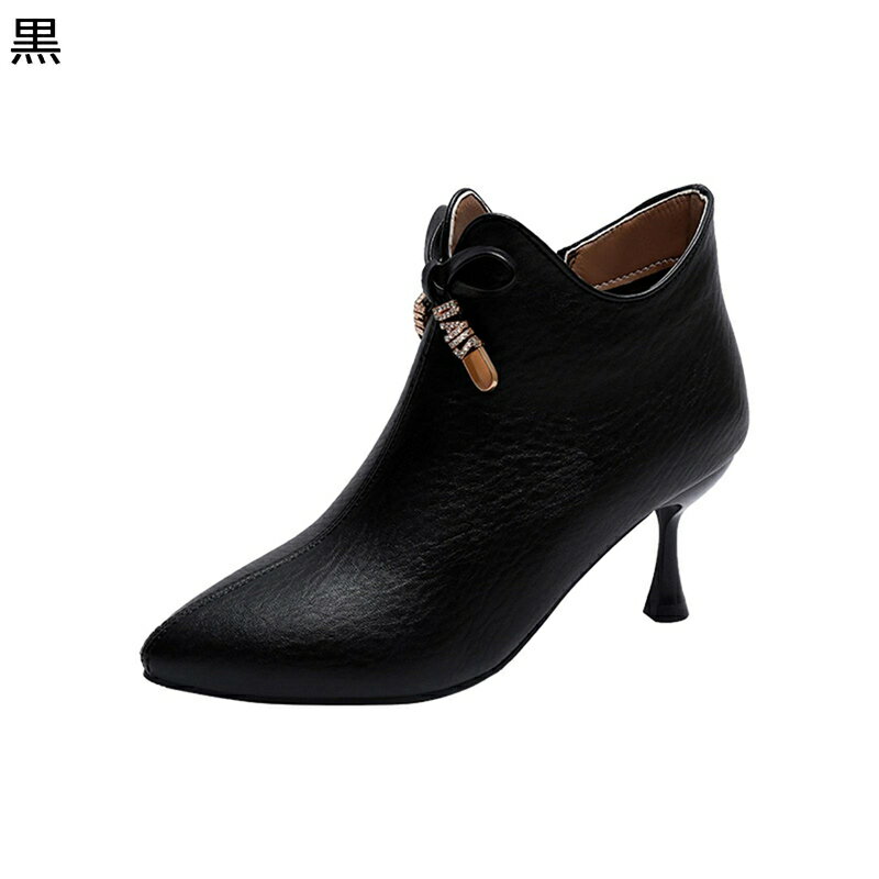 ショートブーツ ブーティー ダイヤ式 レディース アンクルブーツ ジップ 短靴 ピンヒール ポインテッドトゥ ラインストーン ハイヒール 春夏秋冬 おしゃれ ユニーク 通勤 シンプル オシャレ 会社用