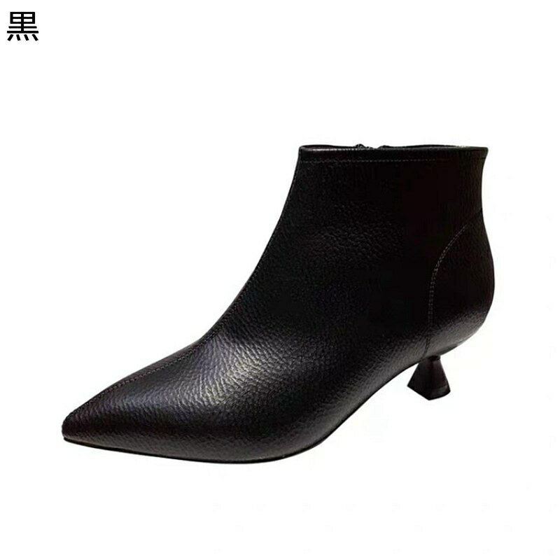 ショートブーツ ブーティー 革靴 レディース アンクルブーツ 短靴 ジッパー 冬秋着 ピンヒール ポインテッドトゥ 柔らかい 日常 お洒落 ハイヒール 防水 痛くない 美脚 職場 仕事 会社 カジュアル