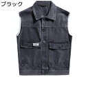 デニムチョッキ メンズベスト ジージャン 春夏服 Gジャン 袖無しジャケット 薄手 ジレベスト 重ね着 前開き ゆったり ポケット付き ボタン 着痩せ かっこい...