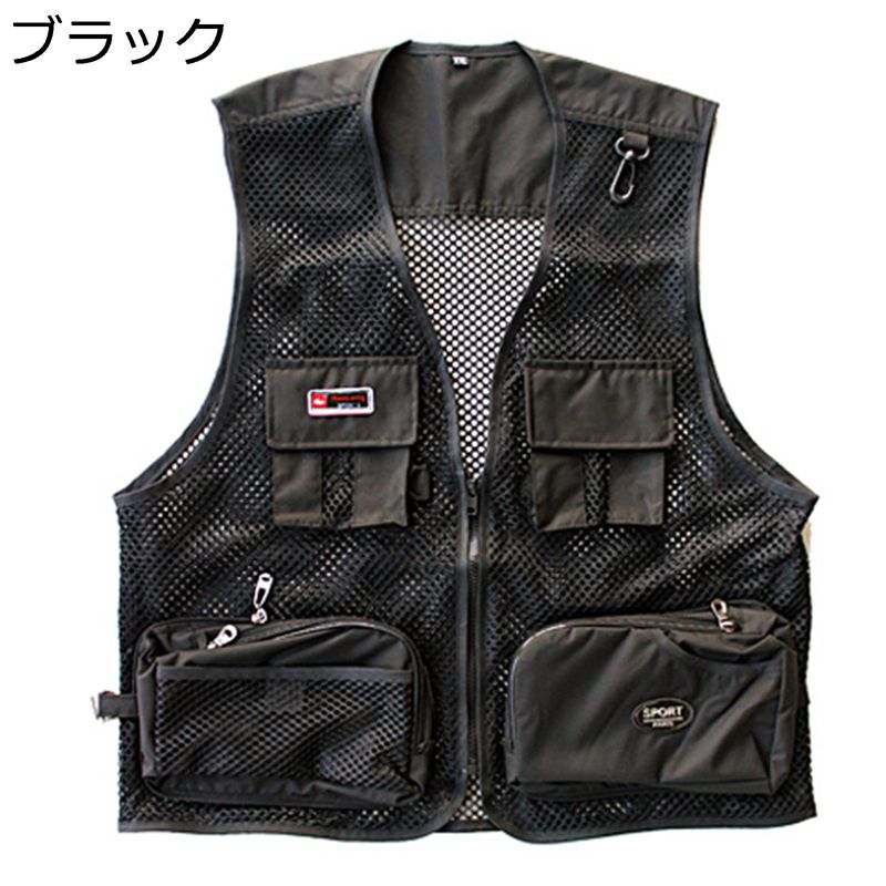 無袖ジャケット メッシュ メンズ 夏用チョッキ アウトドアベスト マルチポケット カジュアル 春服 夏服..