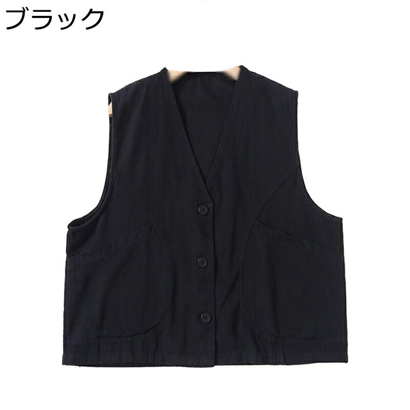 カジュアルベスト メンズ レディース 綿 袖なし レイヤード Vネック チョッキ ジレ ヴィンテージ 通気性 薄手 ノースリーブジャケット ワイド オールシーズン 着回し力 シンプル 無地 ストリート