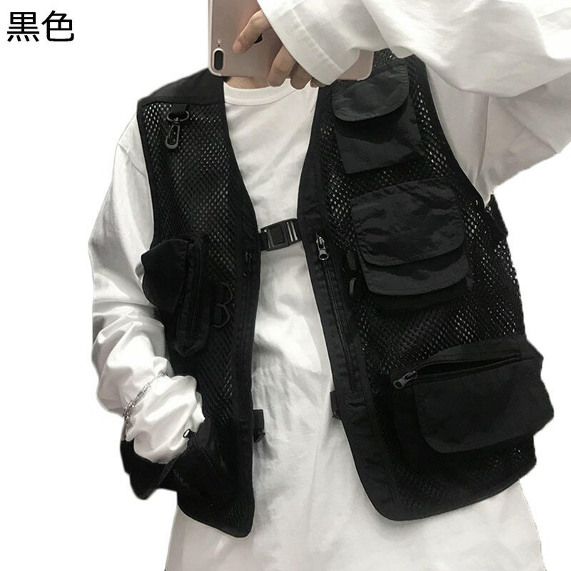 お釣りベスト ジレ メンズ 袖なし 夏秋用 ポケット付き ゆったり 作業着 多機能 サマーベスト お釣り アウトドア 登山 ワーク カメラマン 登山服 おしゃれ 前開き オーバーサイズ 通気 ファッション(4.0)