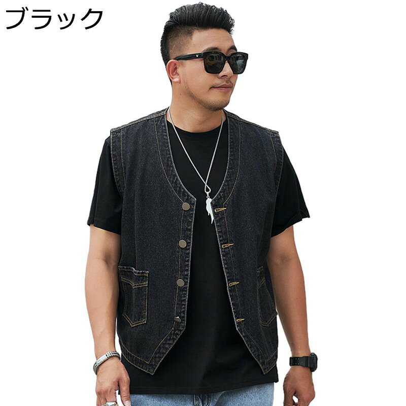 ジージャン デニムベスト メンズ 大きいサイズ ジレベスト バイクチョッキ ノースリーブ 春秋用 アウター ポケット付き 着痩せ 前開き コート バイクジャケット お洒落 防風 アウトドア カジュアル