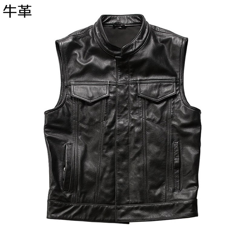 レザーベスト 牛革ジャン ラム革 ライダースベスト 袖無し バイクチョッキ ワークベスト メンズ 大きいサイズ 着痩せ コート バイクジャケット 前開き ポケット付き 防風 細身 おしゃれ ビジネス 春秋
