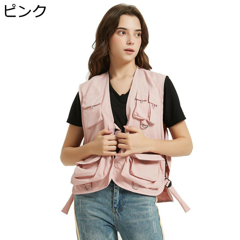 メンズ ベスト アウトドア カジュアルベスト チョッキ ジレ 多機能 薄手 軽量 男女兼用 作業着 多ポケット ノースリーブ ジャケット ゆったり お洒落 カメラマン 登山 釣り フィッシング 春 夏 秋