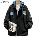 カーゴジャケット メンズ ウインドブレーカー ショート丈 パーカー 防風 防寒 アウター 長袖 シンプル 軽量 大人 ルーズ フード付き ファッション カジュア...