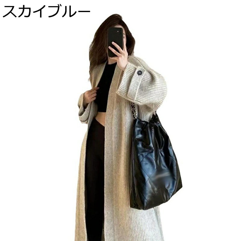ロングカーディガン セーター ニット レディース 秋用 冬用 ストレッチ 厚手 長袖 日系 可愛い 無地 シンプル カジュアル ファッション カジュアル 防寒着 体型カバー 着回し力 通勤通学