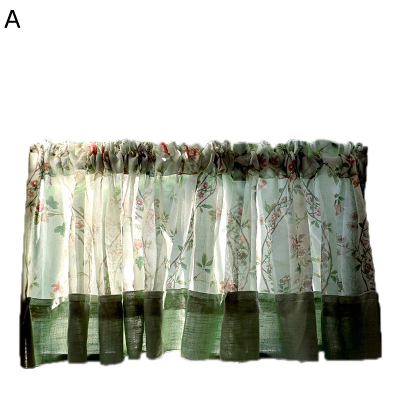花柄 カフェカーテン 遮像 省エネ 小窓用 ショートカーテン 丈40/50/60/70cm 突っ張り棒なし 洗面所 キ..