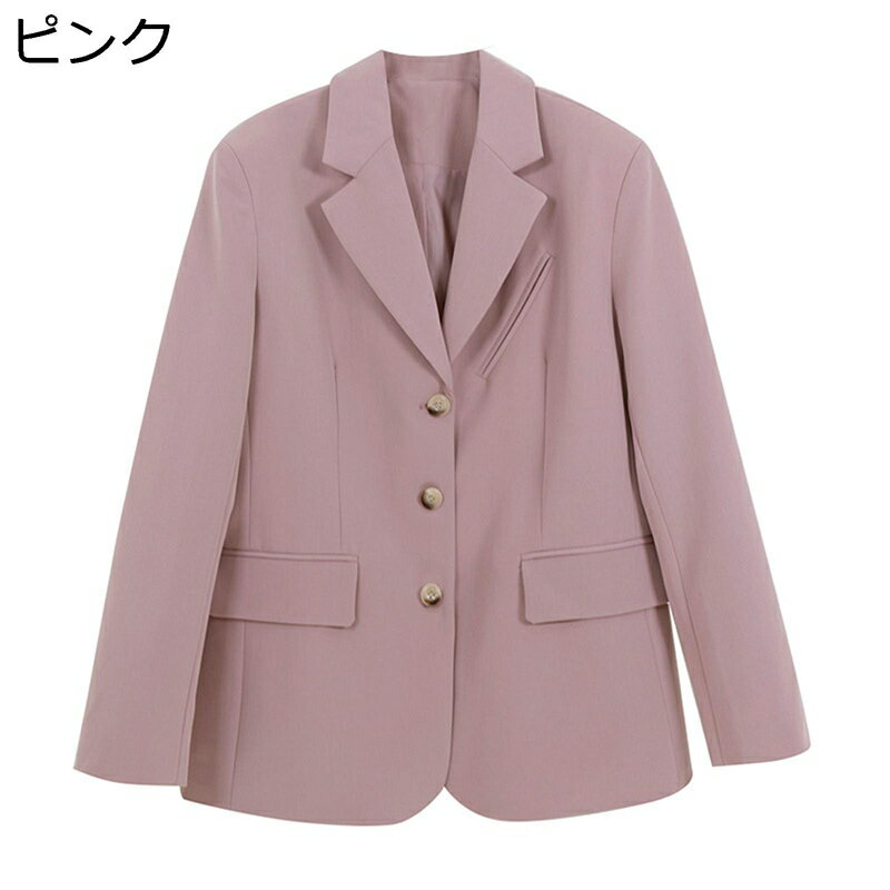ブレザー 春秋 スーツジャケット レディース シンプル オシャレ テーラードジャケット 女性用 アウター カジュアル スプリングコート 長袖 アウター トップス 薄手 ゆったり 通勤 通学 エレガント