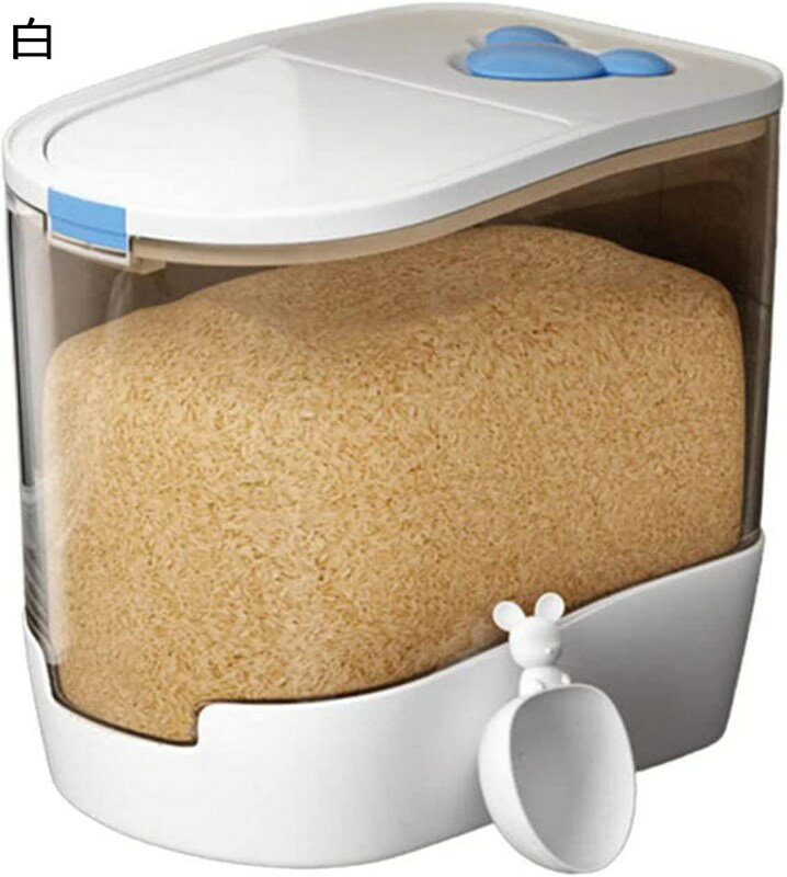 ドライフード 大きな小麦粉と砂糖の容器 気密蓋付き 米の保存容器 22ポンド プラスチック食品保存容器 キッチンパントリー整理と保存容器 ホワイトディスペンサー