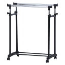 【5個セット】パイプダブルハンガー 4644-A0-BK 14200 不二貿易 4953980142009 15540 幅750 奥行430 高さ895〜1470mm 高さ調整 衣類 アウター ハンガー 衣紋掛け 頑丈 ハンガーラック ポー