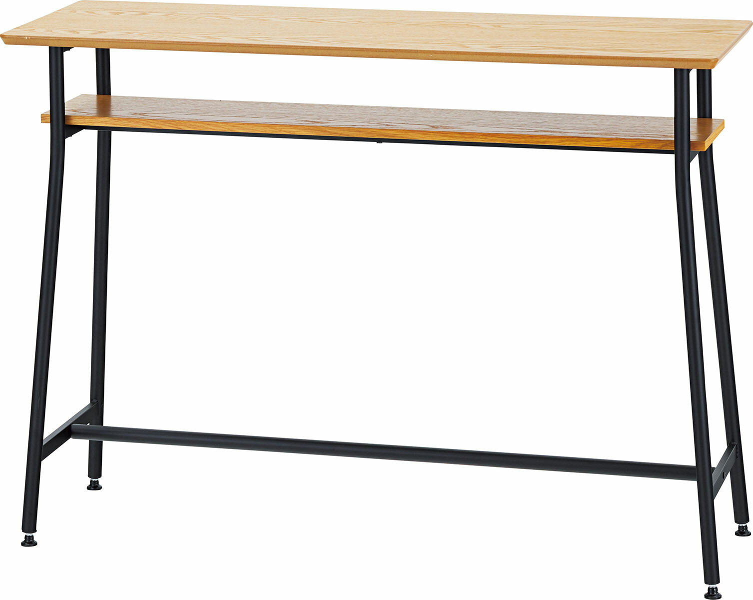Rakuten - 東谷 ダイニングテーブル カウンターテーブル W120×D40×H87 ナチュラル END-355 4985155210145 テーブル ハイテーブル 棚付き カフェ スチール脚 ブラック スタンディング アジャスター付き 北欧 おしゃれ 天然木化粧繊維板(オーク) ラッカー塗装 スチール(粉体塗装)
