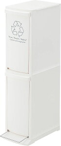 東谷 ダストボックス ダストボックス2D W21×D37×H80 ホワイト LFS-932WH 4985155158843 ゴミ箱 蓋つきごみ箱 縦 2段 スッキリ スリムサイズ 省スペース 分別 シンプル フラップ扉式 小箱サイズ フットペダル式 コンパクト 10L×2 軽量 白 おしゃれ ポリプロピレン