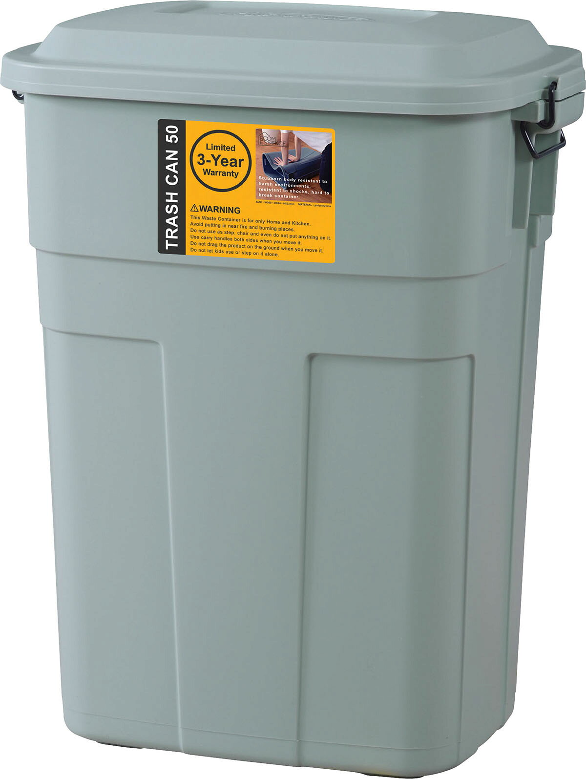 東谷 ダストボックス トラッシュカン50L W45.5×D32×H57.6 ネイビー|グリーン|ホワイト LFS-936GR 4985155193608 ゴミ箱 蓋つきごみ箱 ダストボックス キッチン ガレージ 室内 屋外 スクエア型 分別 フタ付き スリム ダウンロック カラスよけ ポリエチレン スチール