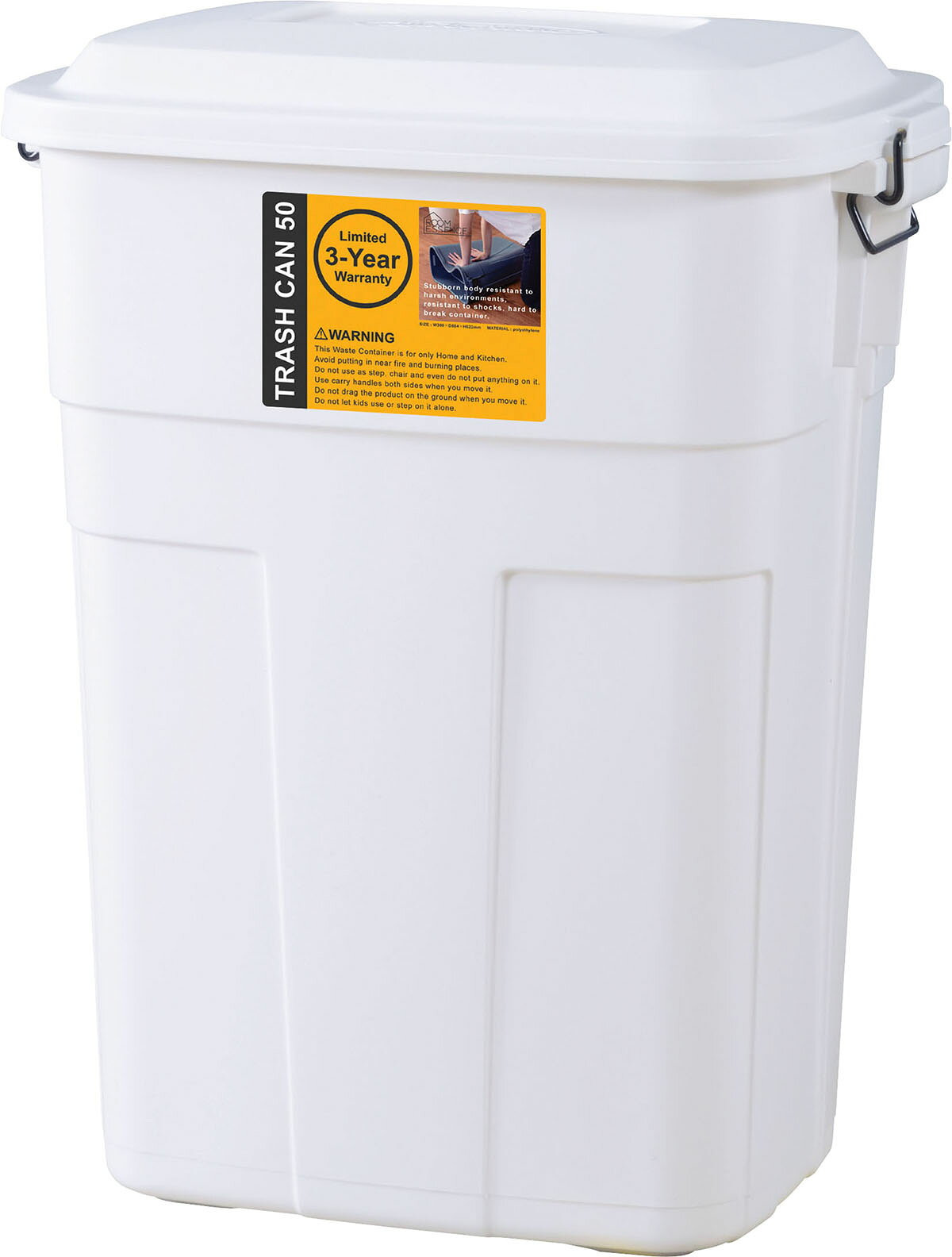 東谷 ダストボックス トラッシュカン50L W45.5×D32×H57.6 ネイビー|グリーン|ホワイト LFS-936GR 4985155193608 ゴミ箱 蓋つきごみ箱 ダストボックス キッチン ガレージ 室内 屋外 スクエア型 分別 フタ付き スリム ダウンロック カラスよけ ポリエチレン スチール [2]