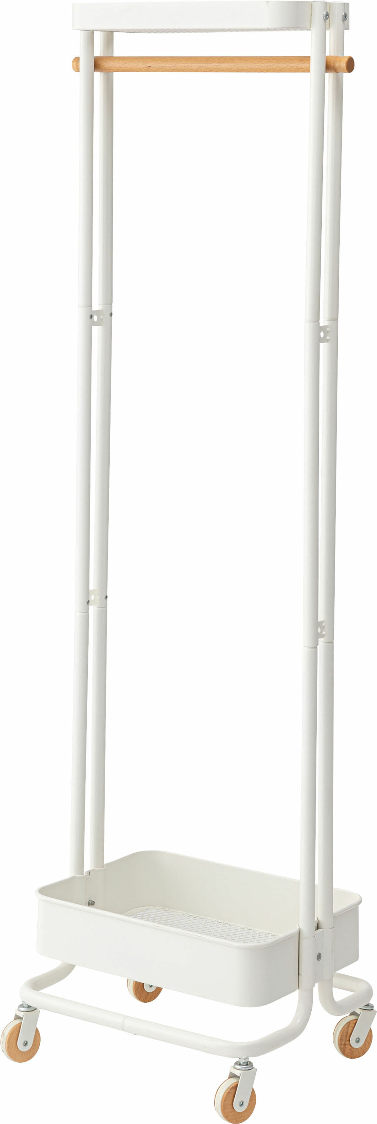 東谷 ハンガー ハンガーワゴン W50×D36×H156 グリーン|ホワイト PW-55GR 4985155215539 収納 ハンガーラック ポールハンガー キャスター付き 小物収納 移動 バスケット付き リビング 玄関 通気性 シンプル ナチュラル 北欧 スチール(粉体塗装) 天然木(ビーチ) ラッカー塗装