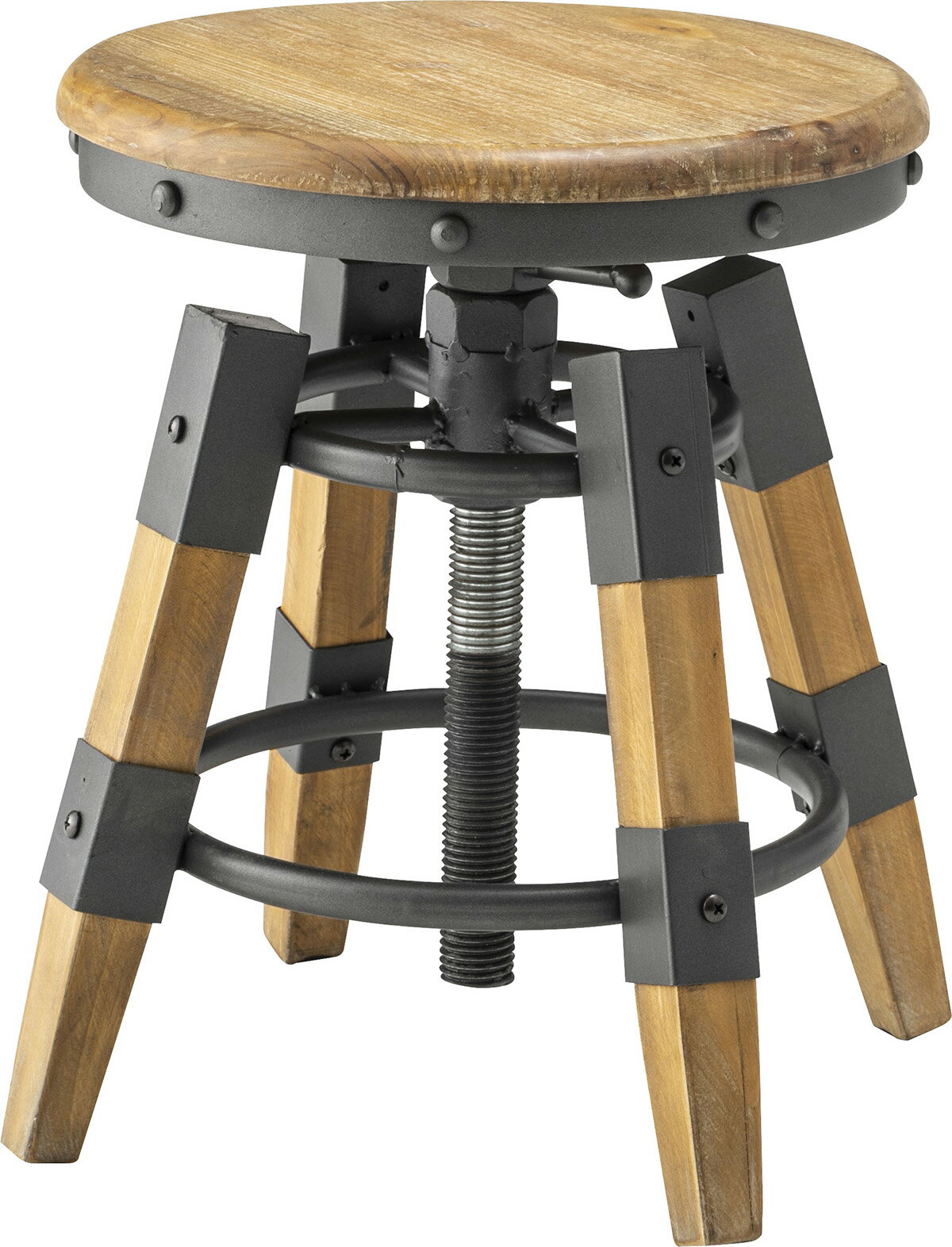 東谷 スツール スツール W40×D40×H40-58.5 ナチュラル TTF-817 4985155203437 イス 椅子 一人用 チェア カペルスツール 座面 丸 円 木製 インダストリアル 背もたれ無し 高さ調整 好きな高さに固定 素朴 無骨 オシャレ 天然木(杉) ラッカー塗装 スチール(粉体塗装)