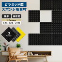 【公式】IPIC 極厚 ウレタン 吸音材 30*30*5cm 6枚 12枚 24枚 ブラック グレー イエロー 黒 灰 黄 ピラミッド型 ウレタンフォーム 音対...
