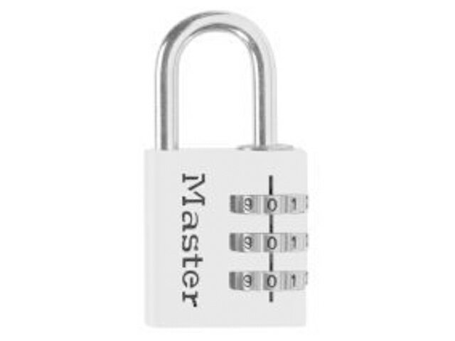 まわす マスターロック Master Lock 32mm ホワイト 630JADWHT 可変式 1個入 ダイヤル式 鍵 ポスト ロッカー 施錠 暗証番号 3桁 番号 キー 数字 組み合わせ 1000通り 貴重品 小物 貴金属 車の鍵 家の鍵 リレーアタック 対策 防犯 盗難 一人暮らし 新車 空き巣 自転車 バイク