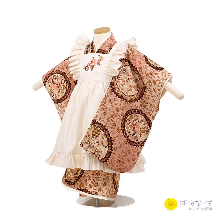 【七五三女児 被布セットレンタル】ピンク 白 着物 三歳児 被布 女の子 巾着 髪飾り 3歳 020 ひな祭り【往復送料無料】【七五三レンタル】【きものレンタル...