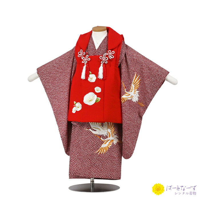 【七五三女児 被布セットレンタル】白レース 花づくし 着物 三歳児 被布 女の子 巾着 髪飾り 3歳 040【往復送料無料】【七五三レンタル】【きものレンタル】...