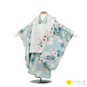 【レンタル】七五三 女児 被布セット レンタル 水彩花 金刺繍 薄グレー 緑 被布 女の子 2歳 3歳 和装 フルセット 着物 お参り 写真 晴れ着 和装 75...