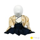 【レンタル】ベビー着物 (100日~1歳前後) 羽織袴 金 アイボリー ネイビー 一体型 簡単着付け 簡単 お祝い衣装 スタジオ 男の子 誕生日 着せ付け簡単 和装 赤ちゃん お宮参り お食い初め 夏祭り 足袋セット 着物 写真 初節句 015 往復送料無料 【きものレンタル】
