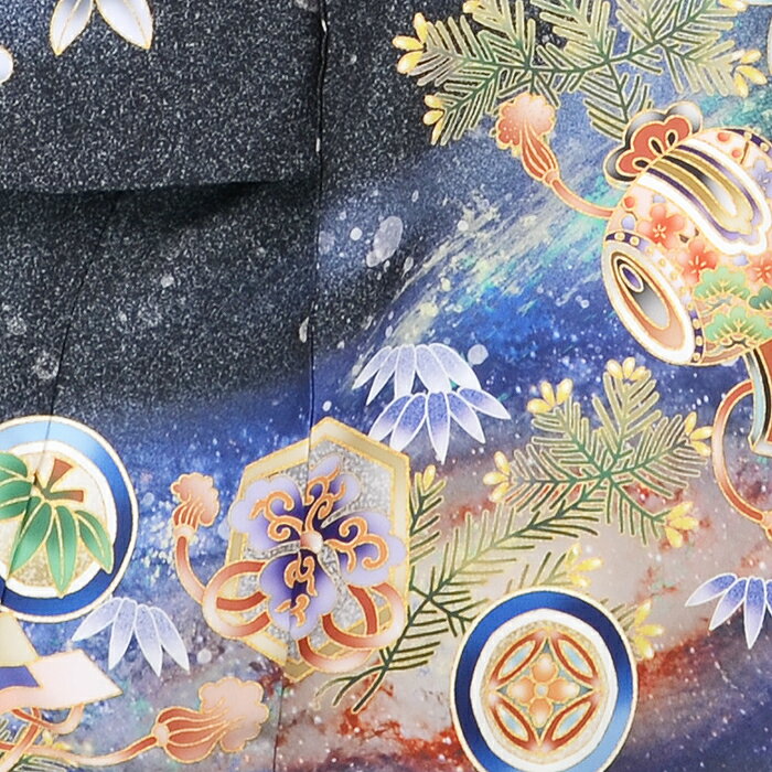 【レンタル】お宮参り 産着 男の子 宇宙 鷹 黒 銀河 記念撮影 レンタル ベビー 赤ちゃん 初着 お祝い よだれかけ 帽子 お守り フルセット 0068【往復送料無料】【産着レンタル】【きものレンタル】【レンタル和装】