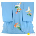 【レンタル】お宮参り 女の子 刺繍 松竹梅に鶴 水色 産着 記念撮影 レンタル ベビー 赤ちゃん 初着 お祝い よだれかけ 帽子 お守り フルセット 0102【往復送料無料】【産着レンタル】【きものレンタル】【レンタル和装】