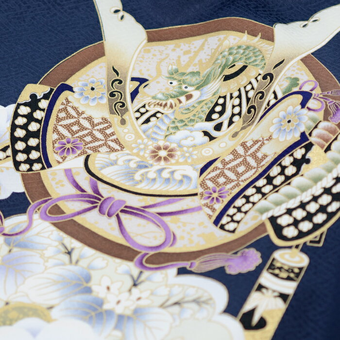 【レンタル】お宮参り 男の子 かぶと 松竹梅 ネイビー 紺 産着 記念撮影 レンタル ベビー 赤ちゃん 初着 お祝い よだれかけ 帽子 お守り フルセット 0105【往復送料無料】【産着レンタル】【きものレンタル】【レンタル和装】