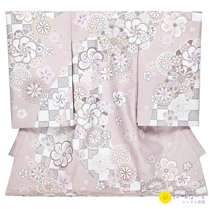 【レンタル】お宮参り 産着 くすみピンク ねじり梅 桜 菊 牡丹 金 女の子 記念撮影 レンタル ベビー 赤..