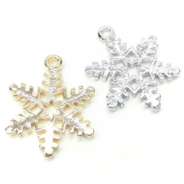 2個 star snowflake 雪の結晶チャーム snow crystal 冬にピッタリ小ぶりモチーフ メタルパーツ スノウクリスタル L&Aの高品質上質特殊鍍金で変色耐久度up！長く輝くK16GP＆本ロジウム ネックレスピアスイヤリングプチペンダントハンドメイド 2個価格