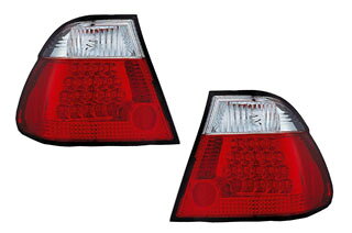 SONAR(ソナー)LEDテールライト　クロームインナー・レッド＆クリスタルレンズ 98-01 BMW E46 3シリーズ 4ドア 前期