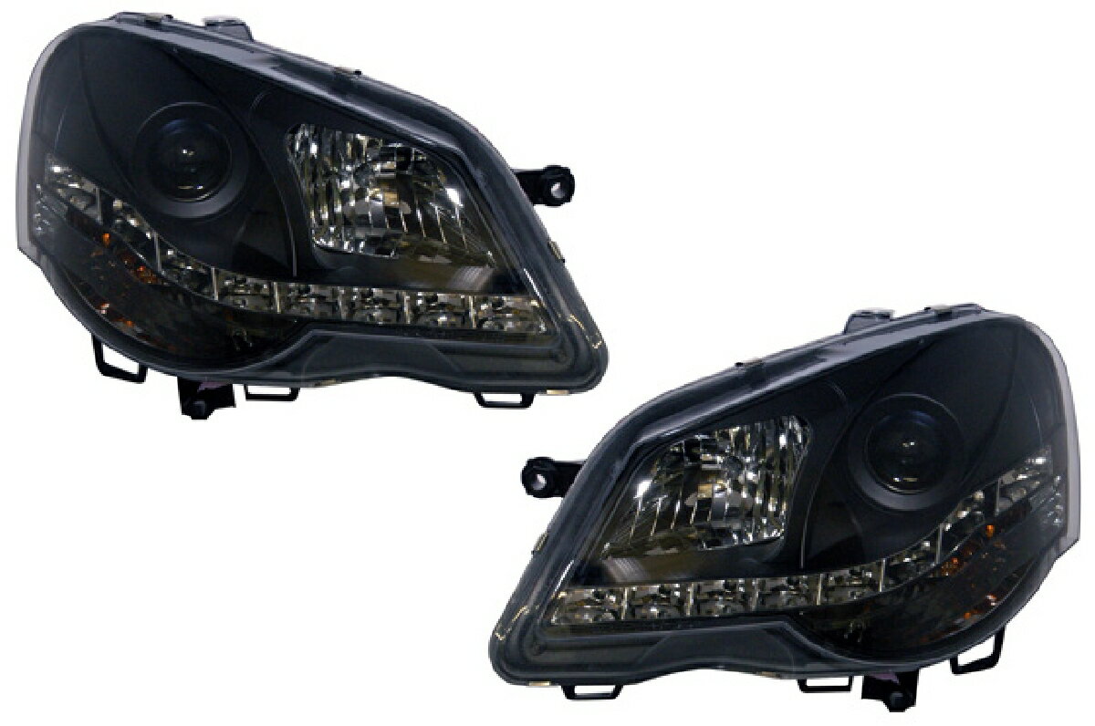 楽天PARTSSONAR（ソナー） ヘッドライト フォルクスワーゲン ポロ DRLスタイル プロジェクター ヘッドライト ブラック インナー 05-09 VW ポロ （9N1） レベライザーモーター無