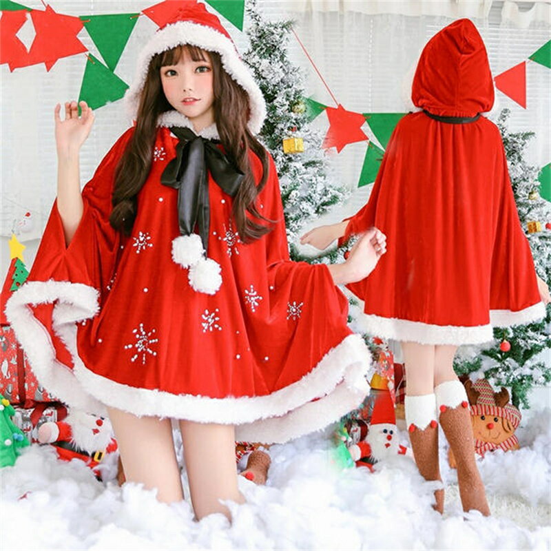 サンタ コスプレ レディース サンタクロース マント ポンチョ サンタコス サンタ 衣装 クリスマス コスプレ コスチューム 仮装 パーティー 女性 大人 可愛...