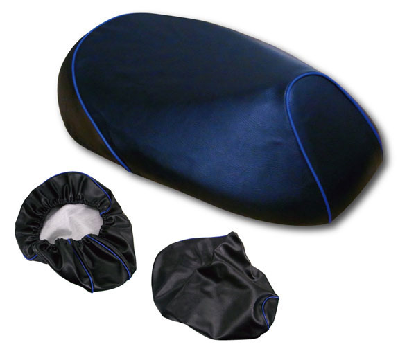 アッズ(AZZU) [AF61]トゥデイ用シート本体　カスタムシートカバー被せ済み(黒・青パイピング) 　 AZ-HSK1031-C10P50