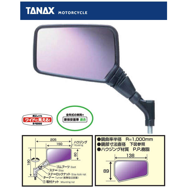 楽天市場】タナックス ナポレオンミラー クロス2 左右セット aj 楽天市場】タナックス ナポレオンミラー クロス2 左右セット aj