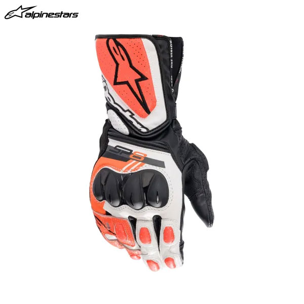 【1月8日出荷】alpinestars アルパインスターズ SP-8 V3 LEATHER グローブ 1231 BLACK WHITE RED FLUO[Lサイズ] ALP8059347044477