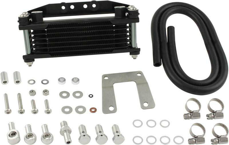 シフトアップ スーパーカブ50 リトルカブ ホンダ オイルクーラーKIT コア8段 ヘッドボトムマウント 取り出し無し (ガンメタパイプ) 916247-69